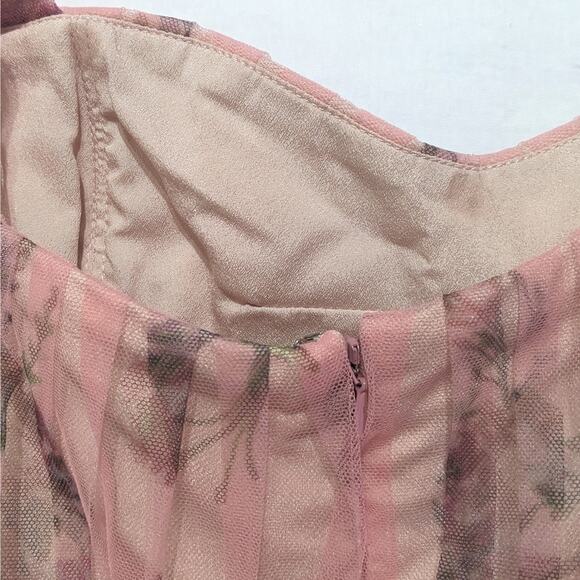 Marchesa Notte Bridesmaid Floral Tulle Gown Blush Pink Women's Size 14 FLAW - Picture 11 of 14